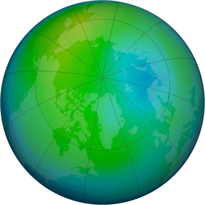Arctic ozone map for November 1993
